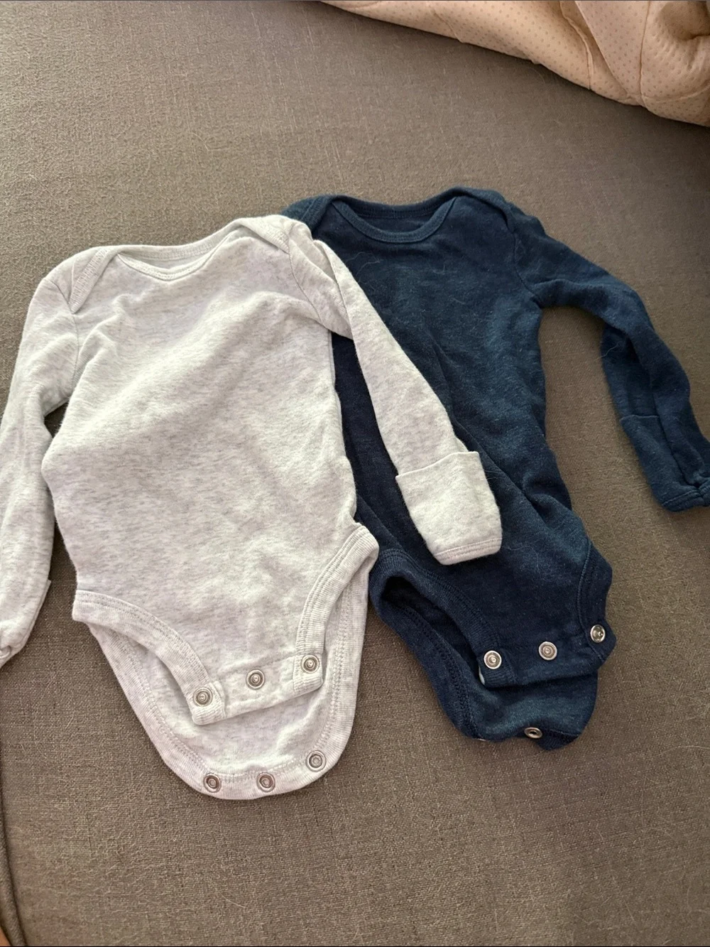 Carter's Long-Sleeve One-Piece Bodysuits - Gray & Navy (Set of 2)